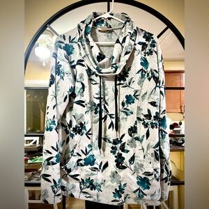 Gray & Blue Floral Cowl Neck Sweater